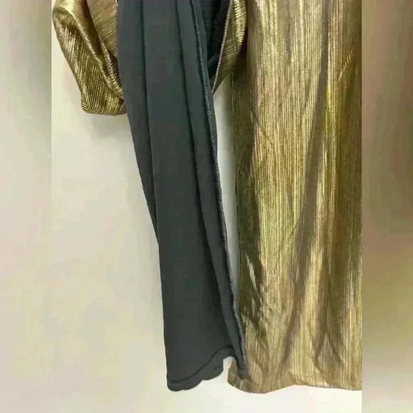 Rachel Zoe Gold Metallic Women Elastic Waist Stretch Wide Leg Pants Size XS NWT - Picture 3 of 6